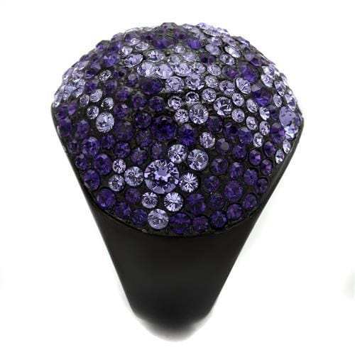 TK2358 - IP Black(Ion Plating) Stainless Steel Ring with Top Grade Crystal in Tanzanite - Alamode - Flyclothing LLC