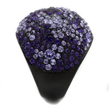 TK2358 - IP Black(Ion Plating) Stainless Steel Ring with Top Grade Crystal  in Tanzanite - Alamode