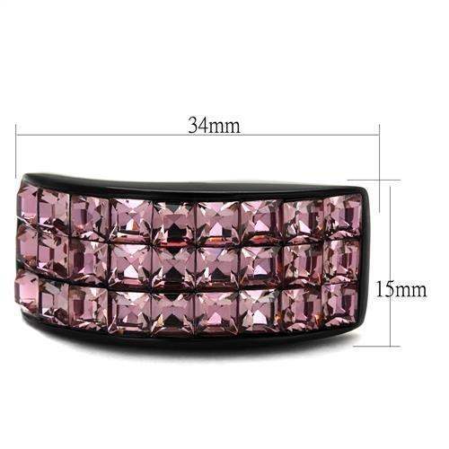 TK2359 - IP Black(Ion Plating) Stainless Steel Ring with Top Grade Crystal in Light Rose - Alamode - Flyclothing LLC