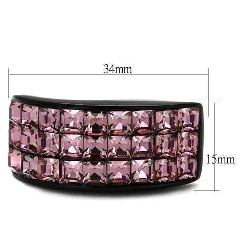 TK2359 - IP Black(Ion Plating) Stainless Steel Ring with Top Grade Crystal in Light Rose - Alamode - Flyclothing LLC