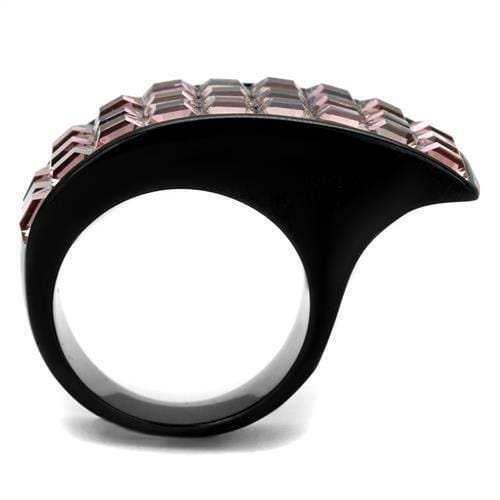 TK2359 - IP Black(Ion Plating) Stainless Steel Ring with Top Grade Crystal in Light Rose - Alamode - Flyclothing LLC