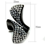 TK2360 - IP Black(Ion Plating) Stainless Steel Ring with Top Grade Crystal in Montana - Alamode - Flyclothing LLC