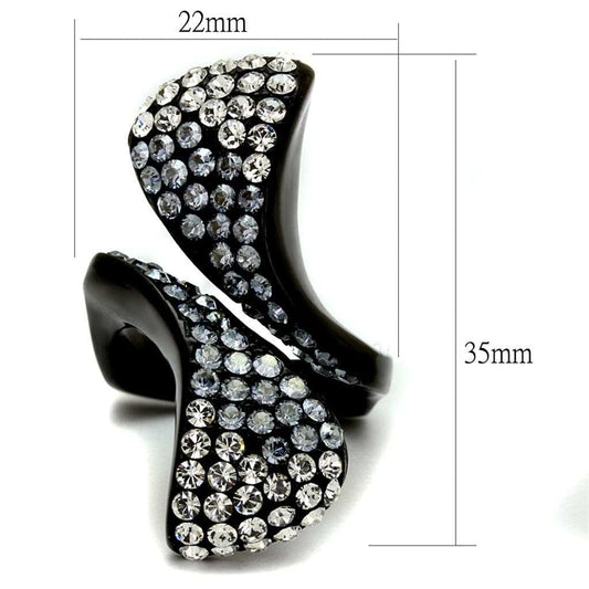 TK2360 - IP Black(Ion Plating) Stainless Steel Ring with Top Grade Crystal in Montana - Alamode - Flyclothing LLC