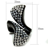 TK2360 - IP Black(Ion Plating) Stainless Steel Ring with Top Grade Crystal in Montana - Alamode - Flyclothing LLC