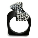 TK2360 - IP Black(Ion Plating) Stainless Steel Ring with Top Grade Crystal in Montana - Alamode - Flyclothing LLC