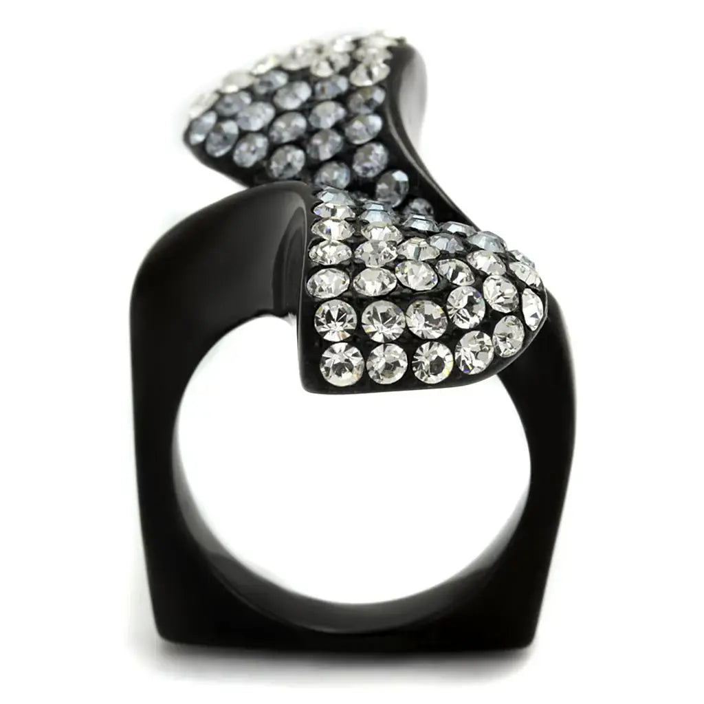 TK2360 - IP Black(Ion Plating) Stainless Steel Ring with Top Grade Crystal in Montana - Alamode - Flyclothing LLC