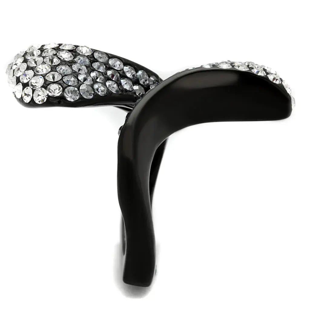 TK2360 - IP Black(Ion Plating) Stainless Steel Ring with Top Grade Crystal in Montana - Alamode - Flyclothing LLC