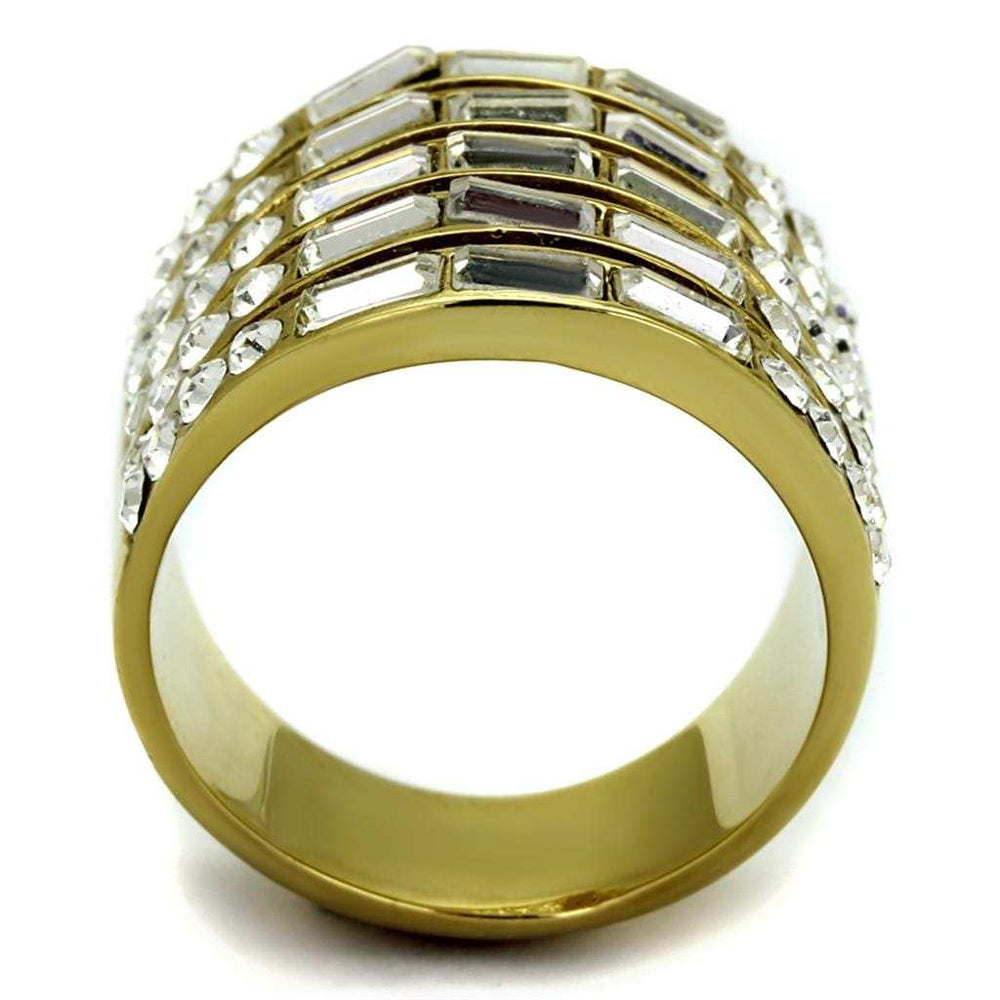 TK2362 - IP Gold(Ion Plating) Stainless Steel Ring with Top Grade Crystal in Clear - Alamode - Flyclothing LLC