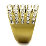TK2362 - IP Gold(Ion Plating) Stainless Steel Ring with Top Grade Crystal  in Clear - Alamode