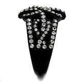 TK2363 - IP Black(Ion Plating) Stainless Steel Ring with Top Grade Crystal in Clear - Alamode - Flyclothing LLC