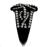 TK2363 - IP Black(Ion Plating) Stainless Steel Ring with Top Grade Crystal in Clear - Alamode - Flyclothing LLC