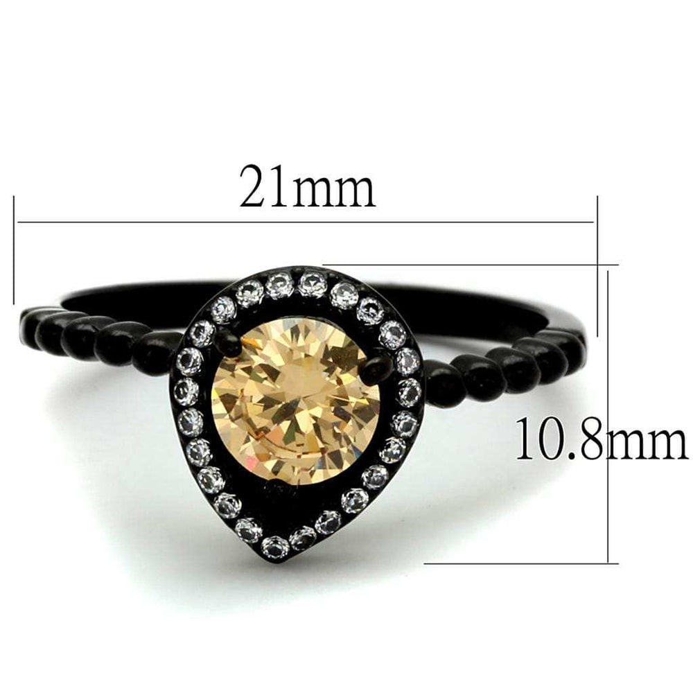 TK2365 - IP Black(Ion Plating) Stainless Steel Ring with AAA Grade CZ in Champagne - Alamode - Flyclothing LLC