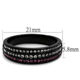 TK2366 - IP Black(Ion Plating) Stainless Steel Ring with Top Grade Crystal in Amethyst - Alamode - Flyclothing LLC