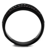 TK2366 - IP Black(Ion Plating) Stainless Steel Ring with Top Grade Crystal in Amethyst - Alamode - Flyclothing LLC