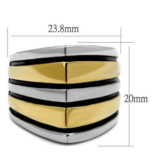 TK2367 - Two-Tone IP Gold (Ion Plating) Stainless Steel Ring with Epoxy in Jet - Alamode - Flyclothing LLC