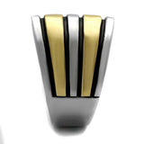 TK2367 - Two-Tone IP Gold (Ion Plating) Stainless Steel Ring with Epoxy in Jet - Alamode - Flyclothing LLC