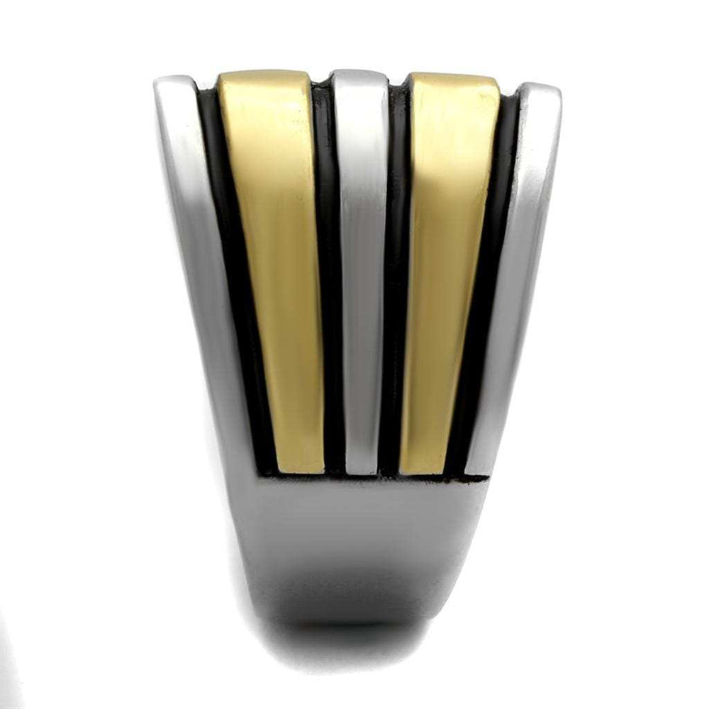 TK2367 - Two-Tone IP Gold (Ion Plating) Stainless Steel Ring with Epoxy in Jet - Alamode - Flyclothing LLC