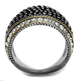 TK2369 - Two-Tone IP Gold (Ion Plating) Stainless Steel Ring with Top Grade Crystal  in Clear - Alamode