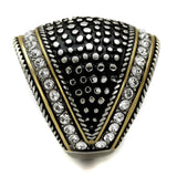 TK2369 - Two-Tone IP Gold (Ion Plating) Stainless Steel Ring with Top Grade Crystal in Clear - Alamode - Flyclothing LLC