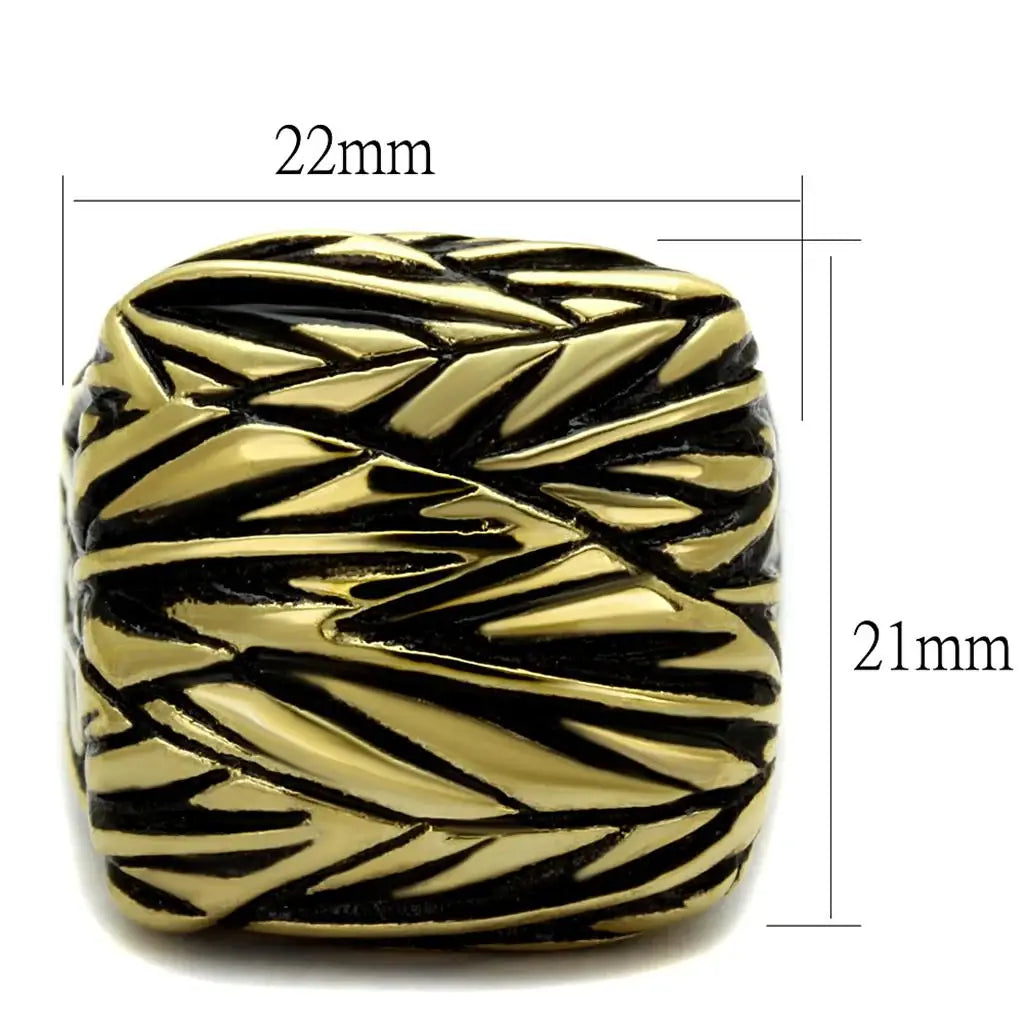 TK2370 - Two-Tone IP Gold (Ion Plating) Stainless Steel Ring with Epoxy in Jet - Alamode - Flyclothing LLC