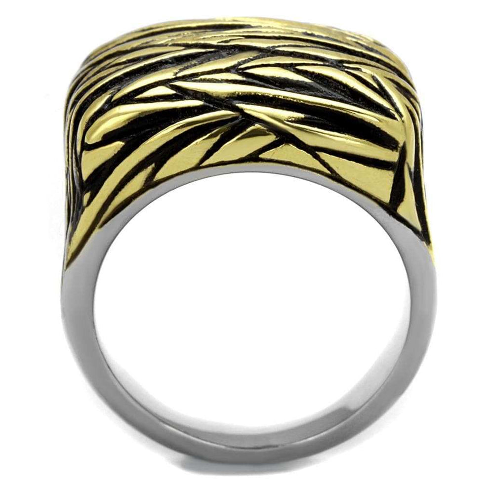 TK2370 - Two-Tone IP Gold (Ion Plating) Stainless Steel Ring with Epoxy in Jet - Alamode - Flyclothing LLC