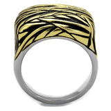 TK2370 - Two-Tone IP Gold (Ion Plating) Stainless Steel Ring with Epoxy  in Jet - Alamode