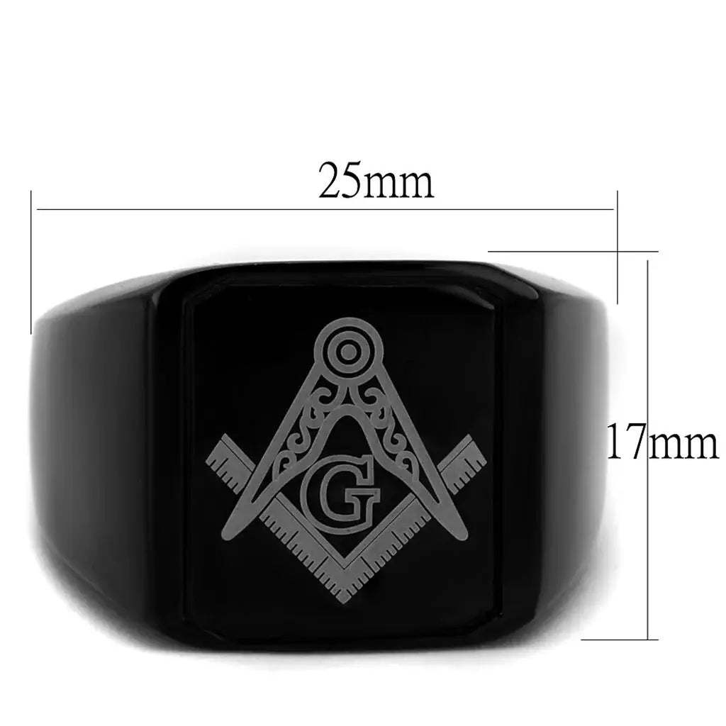 TK2371 - IP Black(Ion Plating) Stainless Steel Ring with No Stone - Alamode - Flyclothing LLC