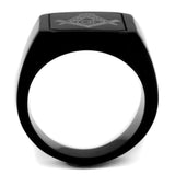 TK2371 - IP Black(Ion Plating) Stainless Steel Ring with No Stone - Alamode