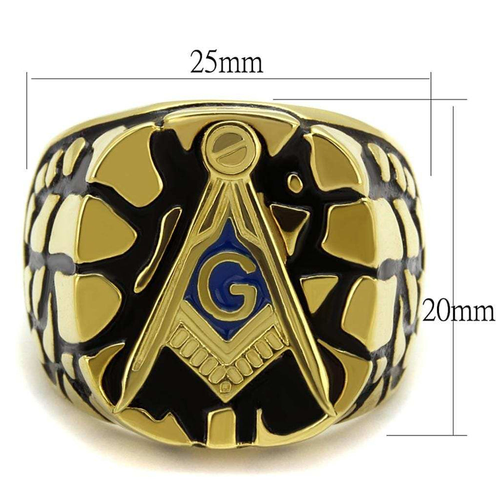 TK2372 - IP Gold(Ion Plating) Stainless Steel Ring with Epoxy in Capri Blue - Alamode - Flyclothing LLC