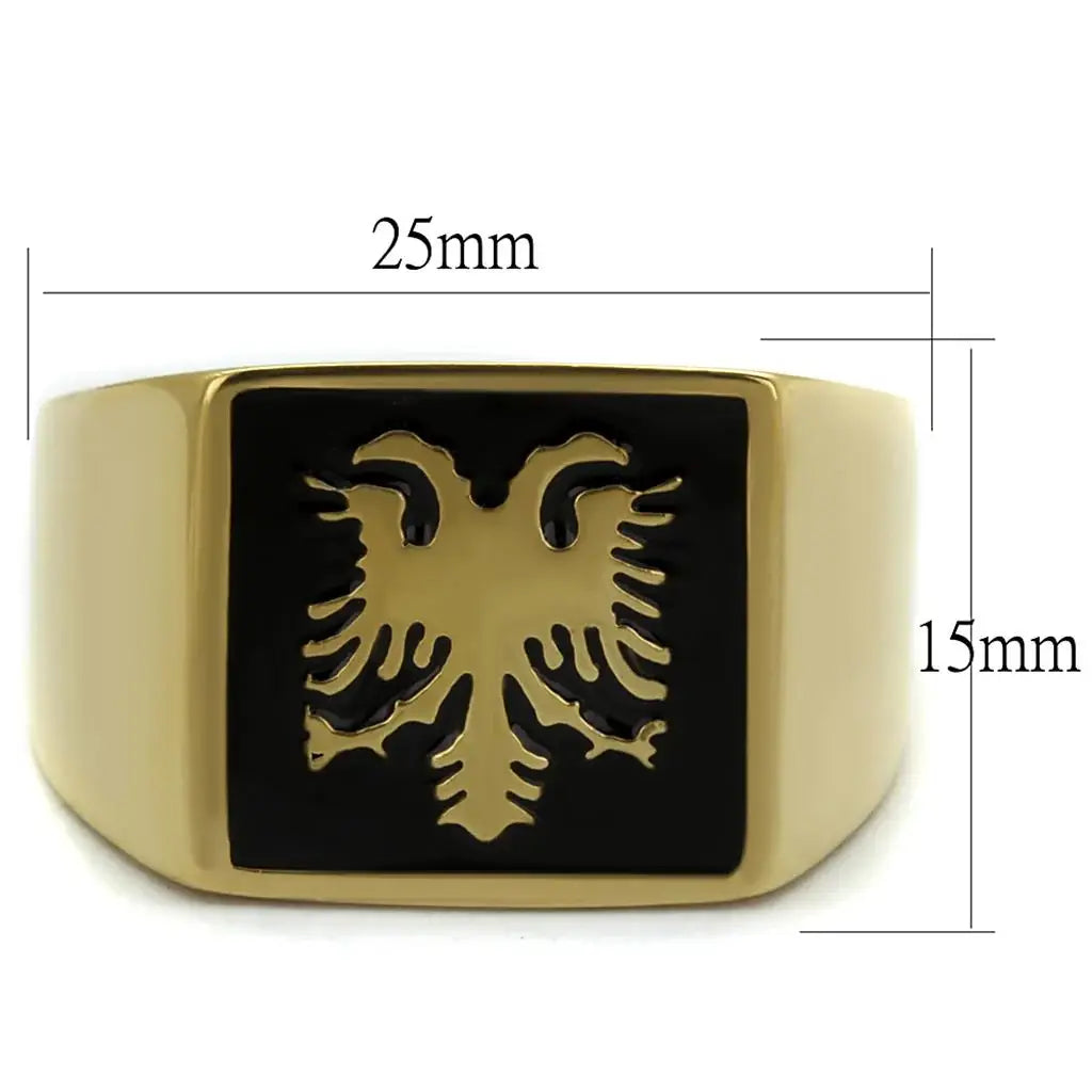TK2373 - IP Gold(Ion Plating) Stainless Steel Ring with Epoxy in Jet - Alamode - Flyclothing LLC