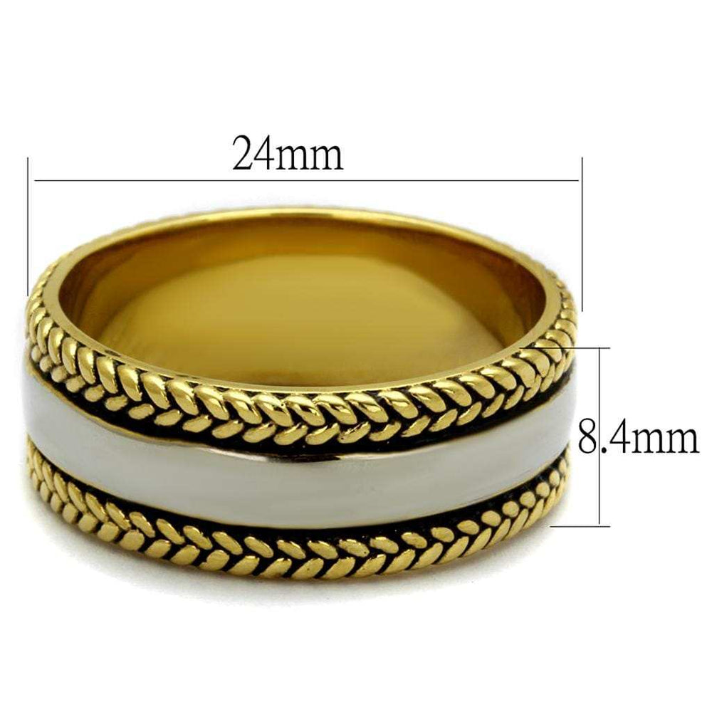 TK2375 - Two-Tone IP Gold (Ion Plating) Stainless Steel Ring with Epoxy in Jet - Alamode - Flyclothing LLC