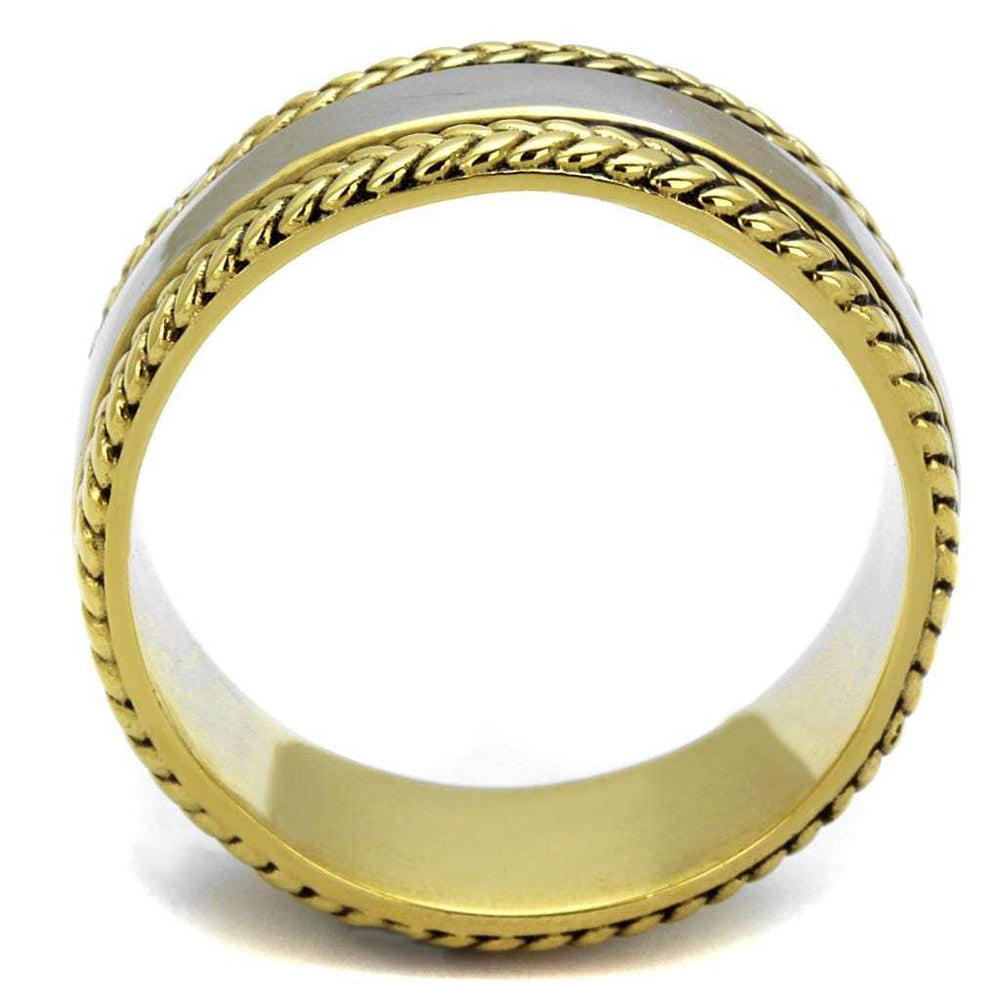 TK2375 - Two-Tone IP Gold (Ion Plating) Stainless Steel Ring with Epoxy in Jet - Alamode - Flyclothing LLC