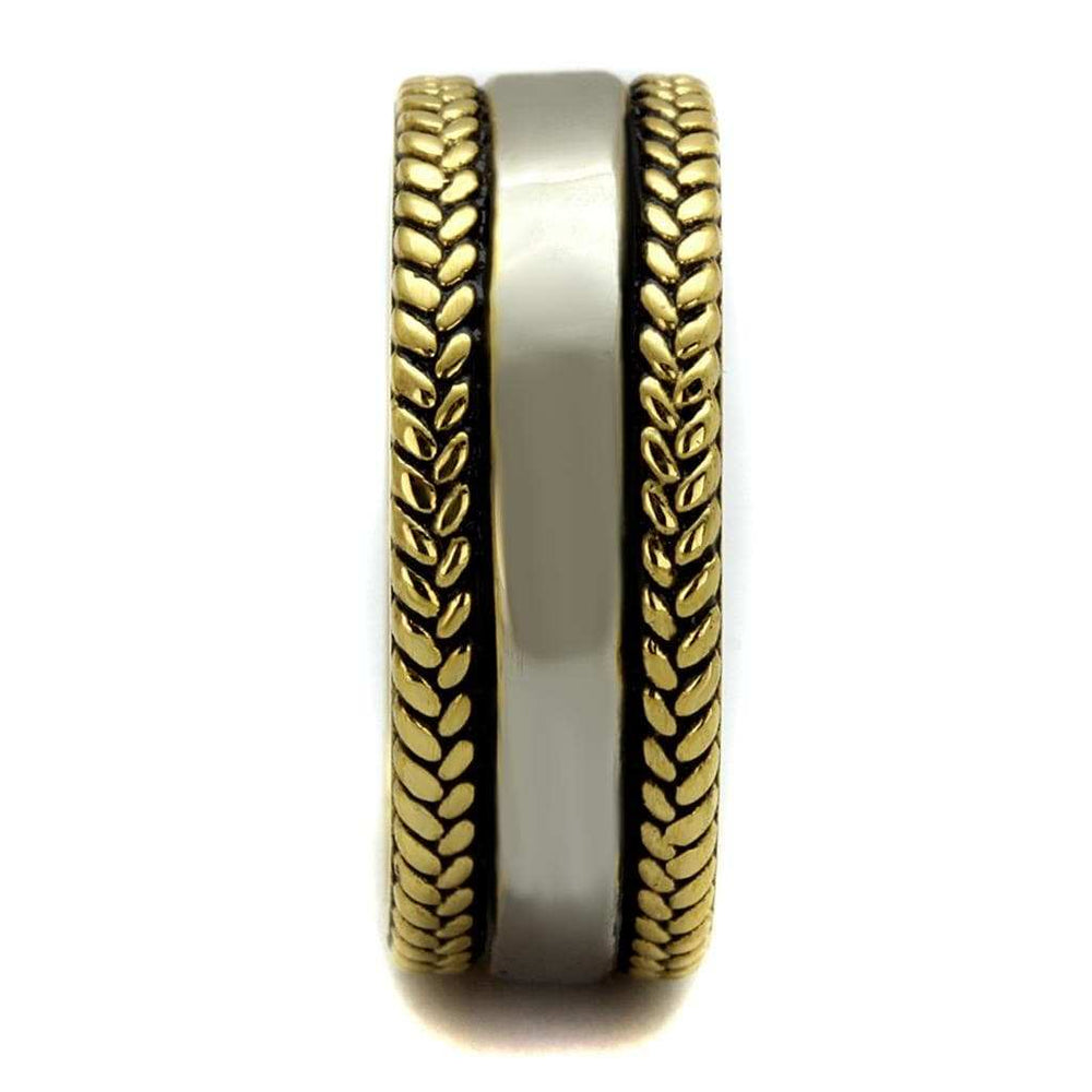 TK2375 - Two-Tone IP Gold (Ion Plating) Stainless Steel Ring with Epoxy in Jet - Alamode - Flyclothing LLC