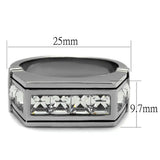 TK2376 - High polished (no plating) Stainless Steel Ring with Top Grade Crystal in Clear - Alamode - Flyclothing LLC