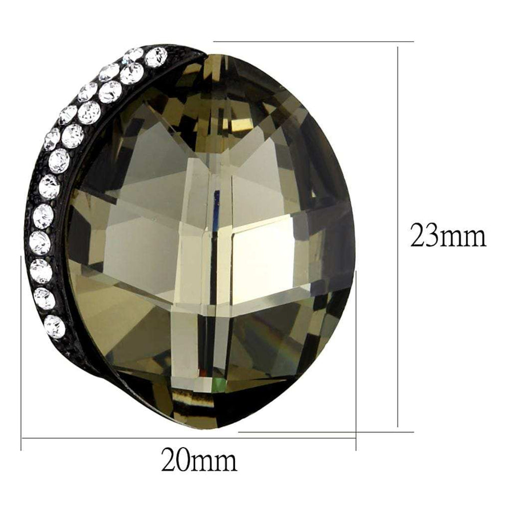 TK2377 - IP Black(Ion Plating) Stainless Steel Earrings with Top Grade Crystal in Black Diamond - Alamode - Flyclothing LLC
