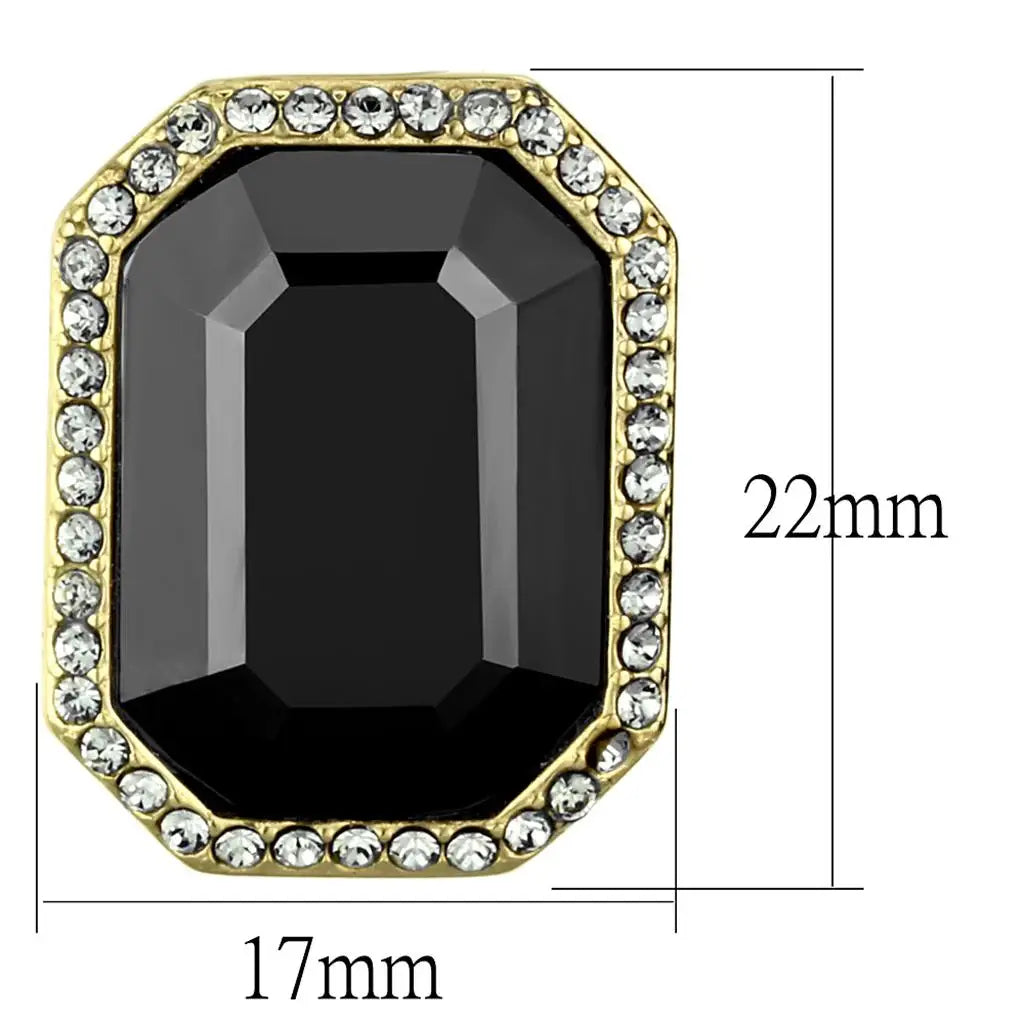 TK2378 - IP Gold(Ion Plating) Stainless Steel Earrings with Top Grade Crystal in Hematite - Alamode - Flyclothing LLC