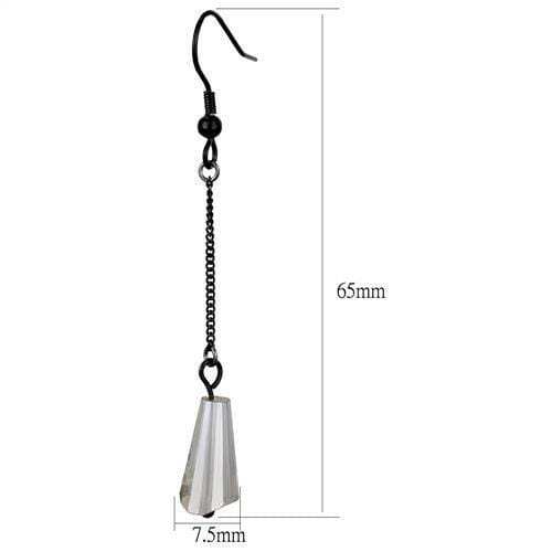 TK2381 - IP Black(Ion Plating) Stainless Steel Earrings with Synthetic Synthetic Glass in Clear - Alamode - Flyclothing LLC