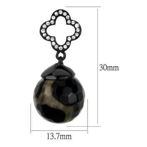 TK2384 - IP Black(Ion Plating) Stainless Steel Earrings with Synthetic Onyx in Multi Color - Alamode - Flyclothing LLC