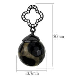 TK2384 - IP Black(Ion Plating) Stainless Steel Earrings with Synthetic Onyx in Multi Color - Alamode
