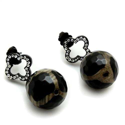 TK2384 - IP Black(Ion Plating) Stainless Steel Earrings with Synthetic Onyx in Multi Color - Alamode - Flyclothing LLC