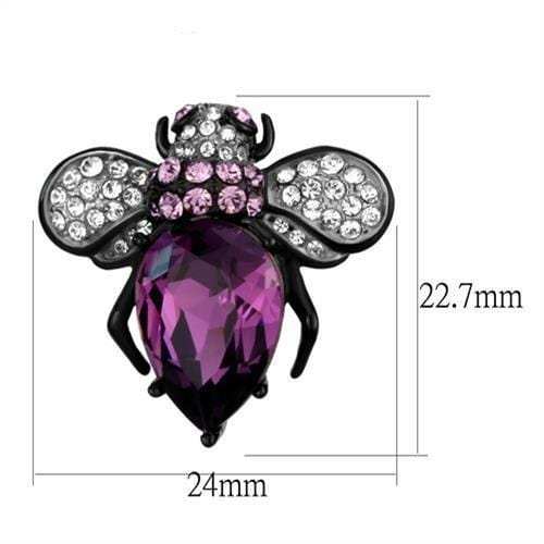 TK2385 - Two-Tone IP Black (Ion Plating) Stainless Steel Earrings with Top Grade Crystal in Amethyst - Alamode - Flyclothing LLC