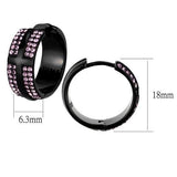 TK2386 - IP Black(Ion Plating) Stainless Steel Earrings with Top Grade Crystal  in Light Amethyst - Alamode