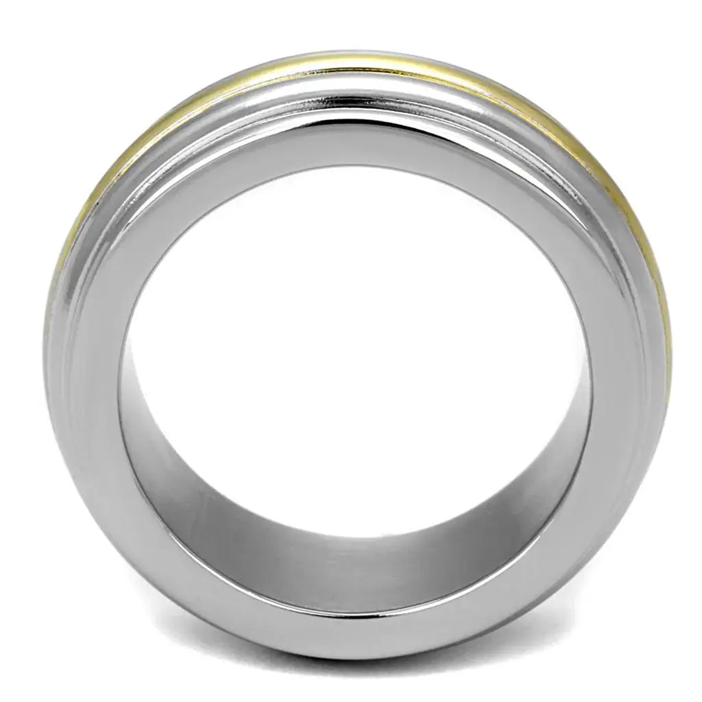 TK2390 - Two-Tone IP Gold (Ion Plating) Stainless Steel Ring with No Stone - Alamode - Flyclothing LLC