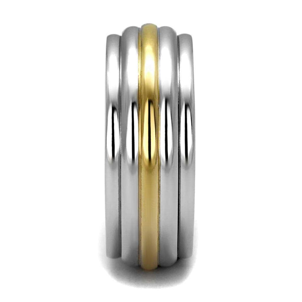 TK2390 - Two-Tone IP Gold (Ion Plating) Stainless Steel Ring with No Stone - Alamode - Flyclothing LLC