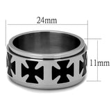 TK2391 - High polished (no plating) Stainless Steel Ring with Epoxy  in Jet - Alamode