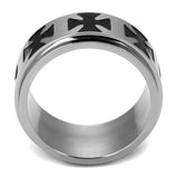 TK2391 - High polished (no plating) Stainless Steel Ring with Epoxy  in Jet - Alamode