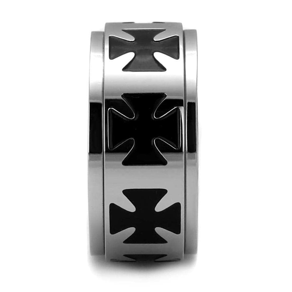 TK2391 - High polished (no plating) Stainless Steel Ring with Epoxy in Jet - Alamode - Flyclothing LLC