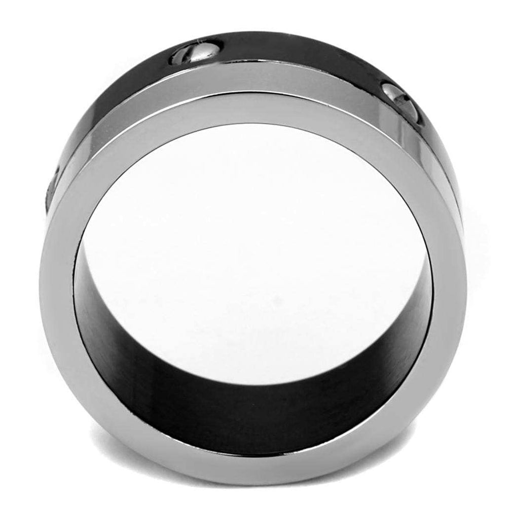 TK2397 - Two-Tone IP Black (Ion Plating) Stainless Steel Ring with No Stone - Alamode - Flyclothing LLC