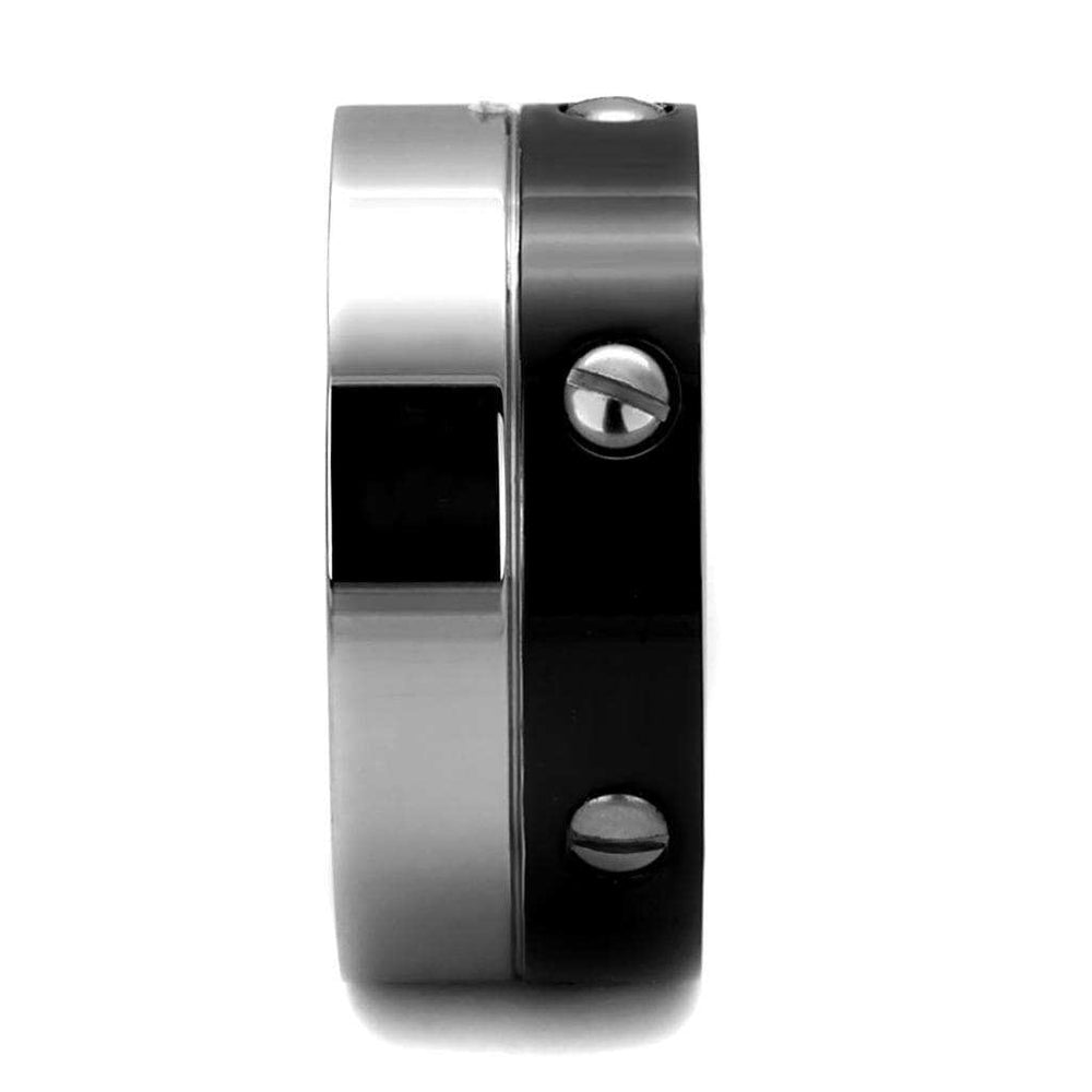 TK2397 - Two-Tone IP Black (Ion Plating) Stainless Steel Ring with No Stone - Alamode - Flyclothing LLC