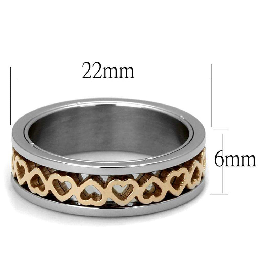 TK2398 - Two-Tone IP Rose Gold Stainless Steel Ring with No Stone - Alamode - Flyclothing LLC